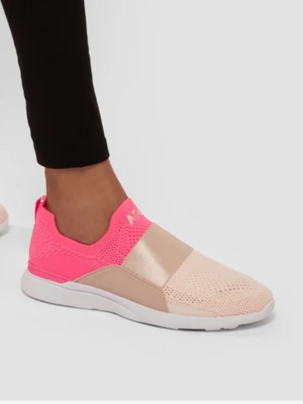 APL TechLoom Bliss Women’s Slip-On Sneakers in Cream/Fusion Pink/White Size 8